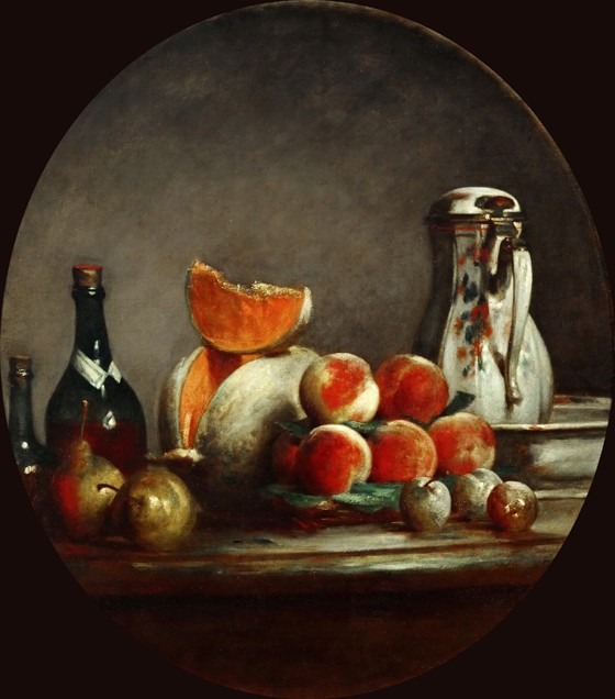 Melons, pears, peaches and plums, or The cut melon od Jean-Baptiste Siméon Chardin