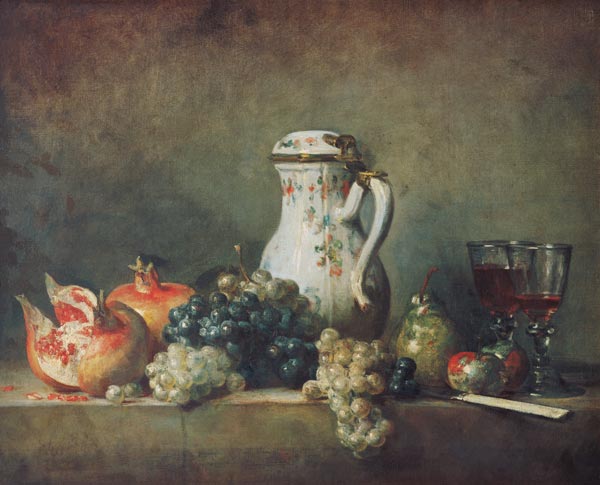 Still Life with Grapes and Pomegranates od Jean-Baptiste Siméon Chardin