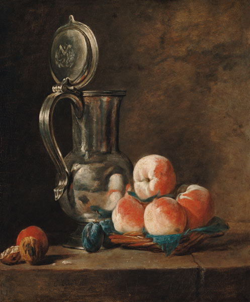 Quiet life with tin jug and peaches od Jean-Baptiste Siméon Chardin