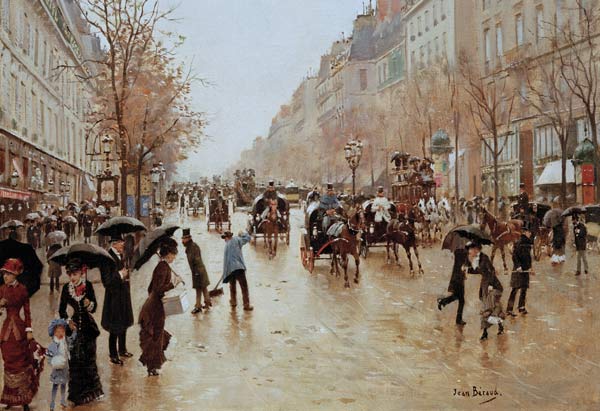 Boulevard Poissonniere in the Rain, c.1885 od Jean Beraud