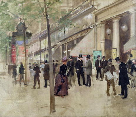 The Boulevard Montmartre and the Theatre des Varietes, c.1886 (oil on canvas) od Jean Beraud