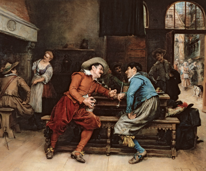 Two Men Talking in a Tavern od Jean Charles Meissonier
