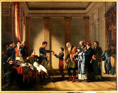 Napoleon Bonaparte (1769-1821) Giving a Pension of A Hundred Napoleons to the Pole, Nerecki, aged 11 od Jean-Charles Tardieu