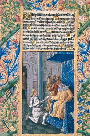 Ms Lat. Q.v.I.126 f.58v David sending Uriah to his death, from the ''Book of Hours of Louis d''Orlea od Jean Colombe