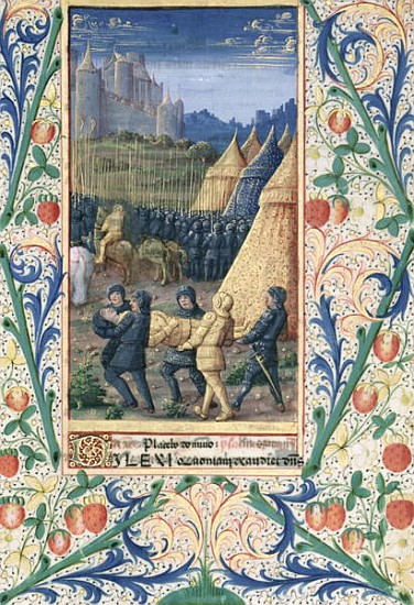 Ms Lat. Q.v.I.126 f.64 The death of Absalom, from the ''Book of Hours of Louis d''Orleans'' od Jean Colombe