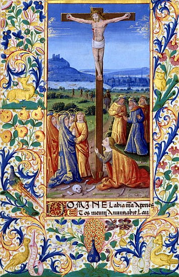 Ms Lat. Q.v.I.126 f.84v The Crucifixion, from the ''Book of Hours of Louis d''Orleans'' od Jean Colombe