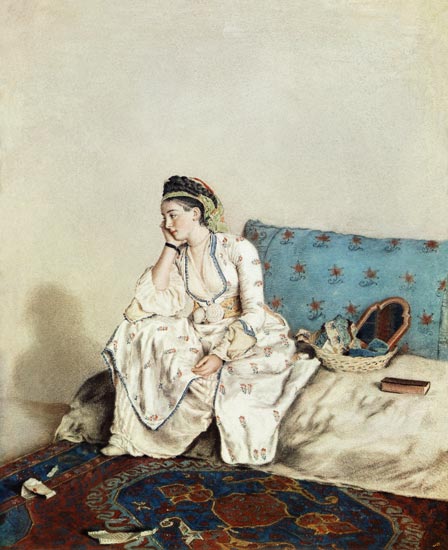 Lady with oriental dress on a Divan od Jean-Étienne Liotard