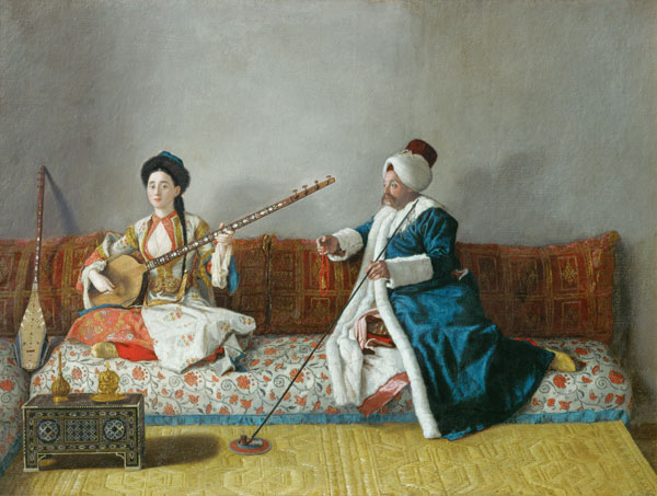 Monsieur Levett and Mademoiselle Helene Glavany in Turkish Costumes od Jean-Étienne Liotard