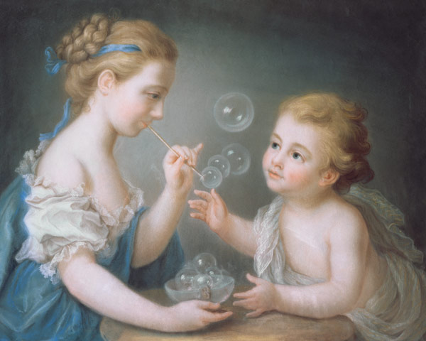 Children blowing bubbles (pastel) od Jean-Étienne Liotard