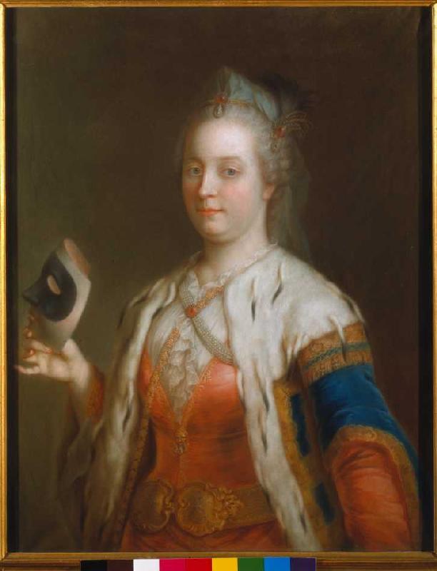 Empress Maria Theresia with mask od Jean-Étienne Liotard