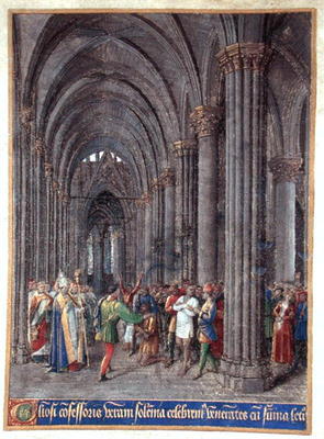 St. Veran exorcising the possessed in the north aisle of the Cathedral of Notre-Dame de Paris, 1452- od Jean Fouquet