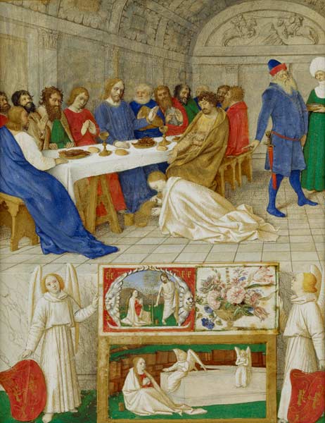 Maria Magdalena salbt Christus die Fuesse im Hause von Simon dem Pharisaeer od Jean Fouquet