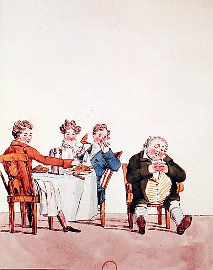 Qui dort dine'', caricature of a man sleeping after dinner od Jean Francois Garneray