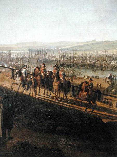 Napoleon Bonaparte (1769-1821) Visiting the Camp at Boulogne in July 1804, detail of Napoleon and th od Jean-Francois Hue