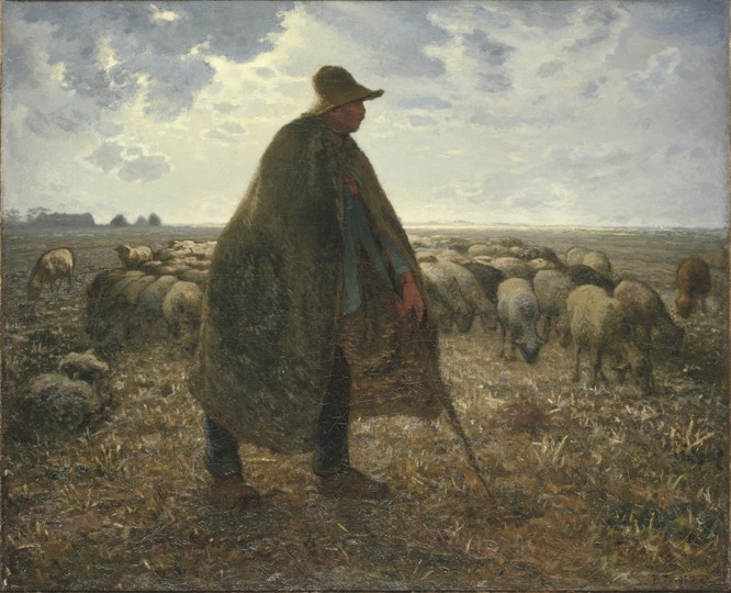 Shepherd Tending His Flock od Jean-François Millet