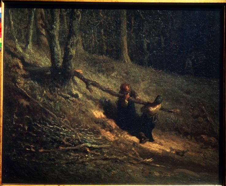 Peasant-Girls with Brushwood (Les Charbonnieres) od Jean-François Millet