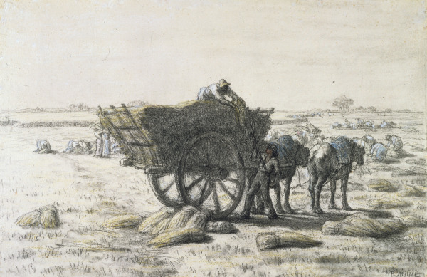 J.F.Millet, Harvesters Loading Wheat... od Jean-François Millet
