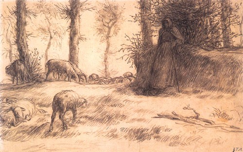 Landscape with a shepherdess od Jean-François Millet