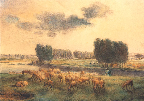 Landscape with sheep od Jean-François Millet