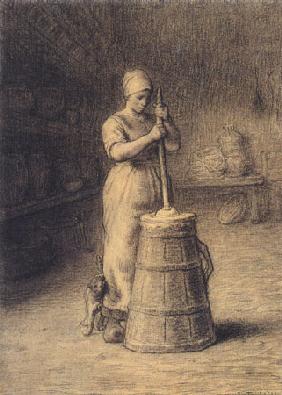 Woman who stirs butter up