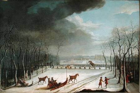 The Prince of Conde Hunting in a Sleigh in 1767 od Jean Francois Perdrix