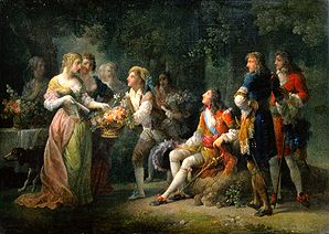 The declaration of love Louis XIV. of France to Louise de of La Vallière od Jean Frederic Schall