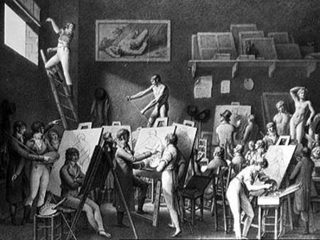The Studio of Jacques Louis David (1748-1825) (pen & ink on paper) od Jean Henri Cless