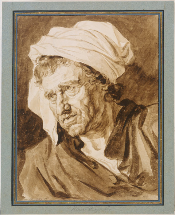 Kopf eines Mannes mit weißem Turban od Jean-Honoré Fragonard
