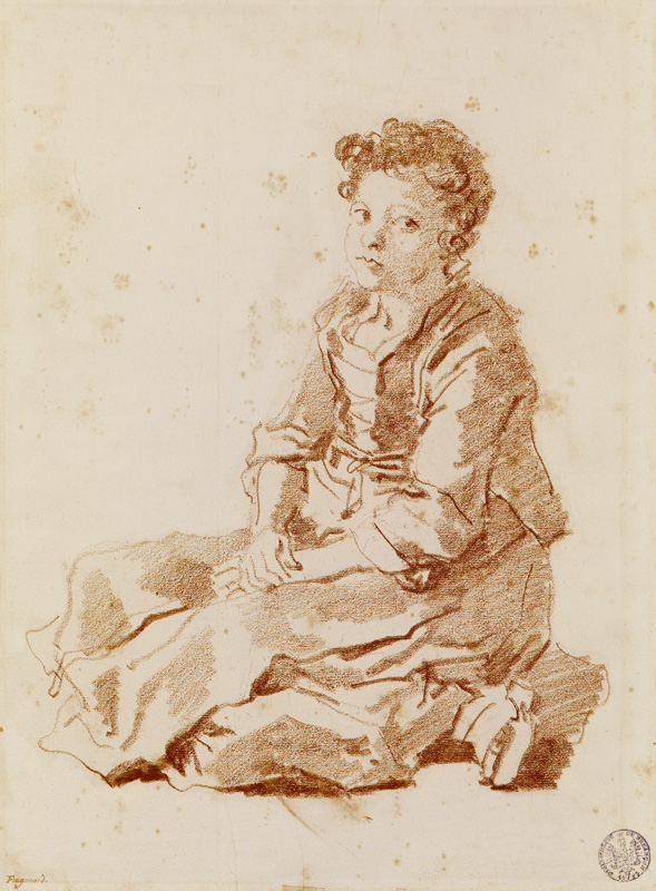 Small girl sitting on the ground od Jean Honoré Fragonard