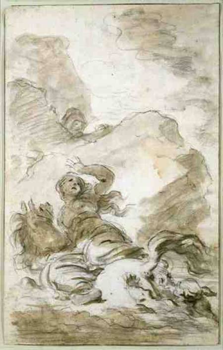 Angelica reaches the Shore Where the Hermit Lies in Wait (chalk, pen od Jean Honoré Fragonard