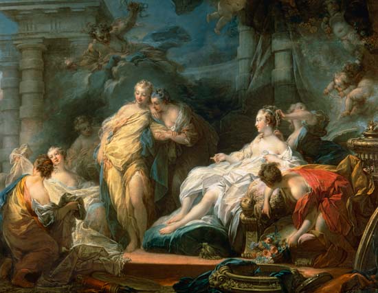 Psyche showing her sisters her gifts from Cupid od Jean Honoré Fragonard