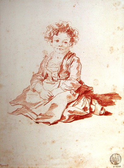 Small girl sitting on the ground od Jean Honoré Fragonard