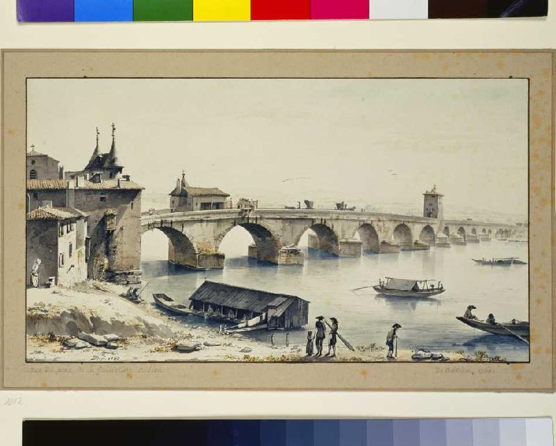 Ansicht der Rhone-Brücke in Lyon od Jean Jacques de Boissieu