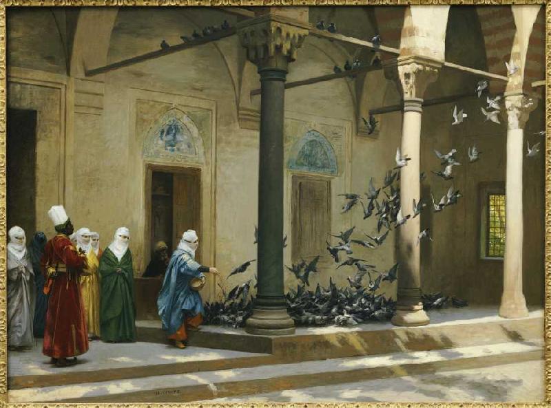 Haremsdamen beim Tauben füttern. od Jean-Léon Gérome