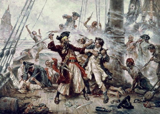 The Capture of the Pirate Blackbeard, 1718 od Jean Leon Jerome Ferris