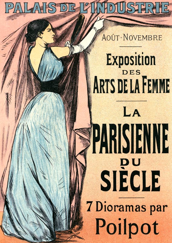 Reproduction of a poster advertising 'La Parisienne du Siecle' an exhibit of seven dioramas by Poilp od Jean Louis Forain