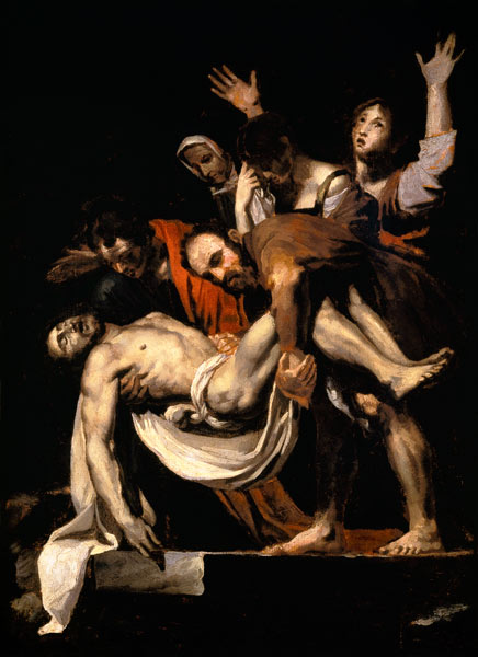 Burial Christi. To Caravaggio. od Jean Louis Théodore Géricault