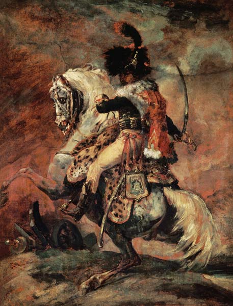 Cavalry officer, riding on a dapple-grey horse. od Jean Louis Théodore Géricault