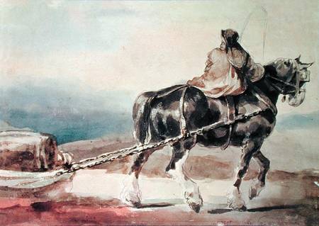 The Barge Horse (pencil & w/c on paper) od Jean Louis Théodore Géricault