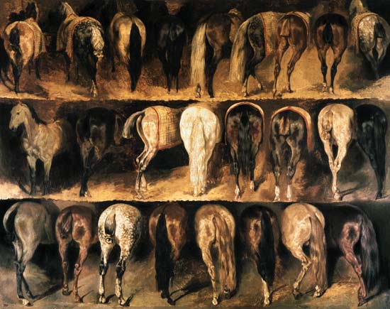 Horses' Hindquarters od Jean Louis Théodore Géricault