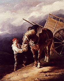 Stable boy giving a horse oats. od Jean Louis Théodore Géricault