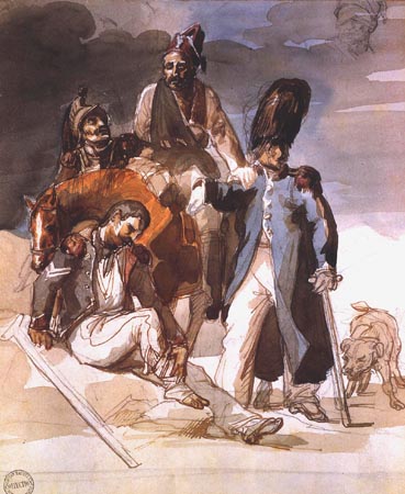 Wounded soldiers on the pillion from Russia od Jean Louis Théodore Géricault