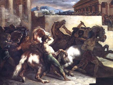 The Wild Horse Race at Rome od Jean Louis Théodore Géricault
