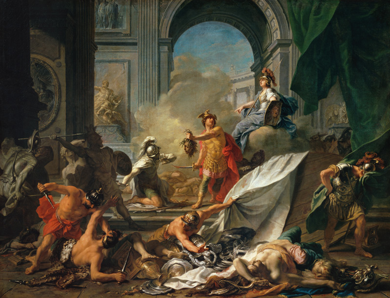 Perseus and Minerva let Phineus petrify by the Medusenhaupt od Jean Marc Nattier