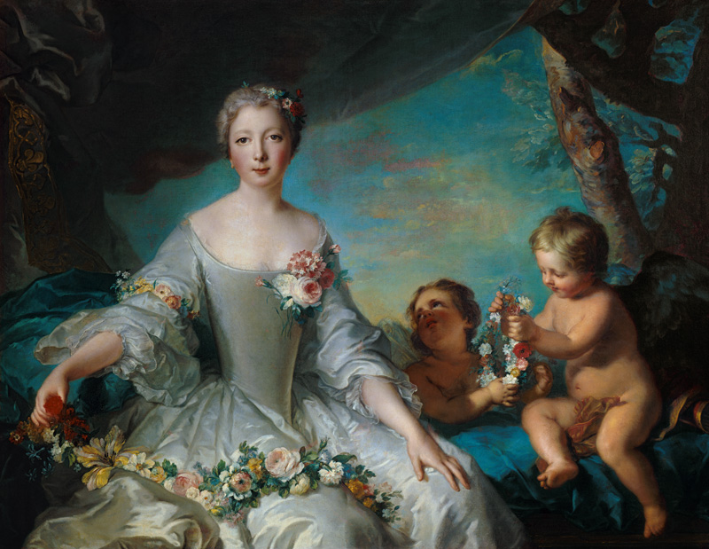 Portrait presumed to be Louise Diane d'Orleans (1716-36) as Flora od Jean Marc Nattier