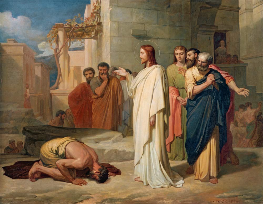 Jesus Healing the Leper od Jean-Marie Melchior Doze