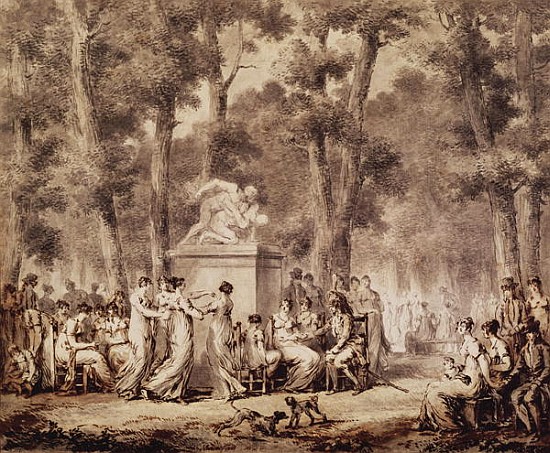 The Jardin des Tuileries in 1808 (pen & ink and bistre in paper) od Jean Pierre Norblin