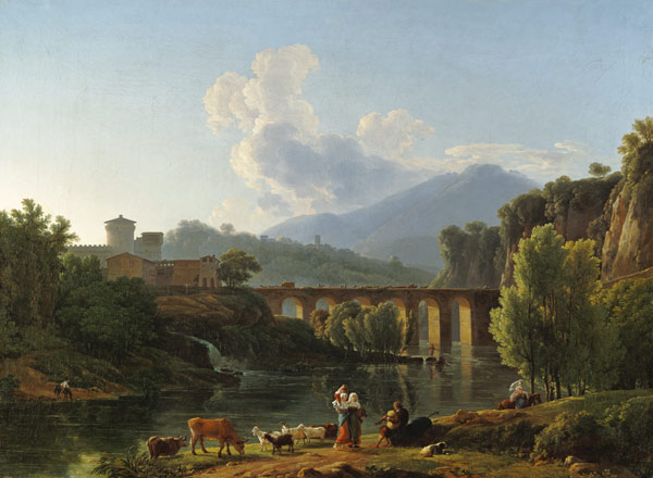 Roman landscape with bridge od Jean-Pierre-Xavier Bidauld