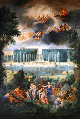 The Groves of Versailles. View of the pool of Neptune and walkway with the Judgement of Paris (oil o od Jean the Younger Cotelle