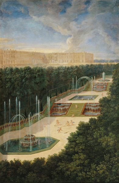 The Groves of Versailles, Perspective View of the Three Fountains with Cherubs Raking and Watering od Jean the Younger Cotelle
